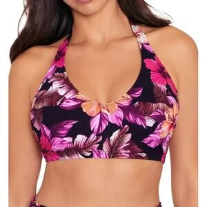 Skinny Dipper by Miraclesuit NWT Mowie Peppermint Halter Floral Bikini Top Sz L